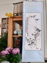 Load image into Gallery viewer, Ink Painting of Orchid, Bamboo, and Chrysanthemum (蘭竹菊圖) Chinese Ink Painting on Silk Scroll (Original)