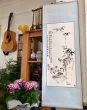 Load image into Gallery viewer, Ink Painting of Orchid, Bamboo, and Chrysanthemum (蘭竹菊圖) Chinese Ink Painting on Silk Scroll (Original)