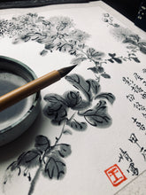 Load image into Gallery viewer, Chrysanthemum 1 (墨菊圖之一) Chinese Ink Painting on Paper, Original