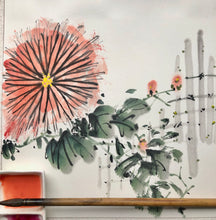 Load image into Gallery viewer, Cinnabar Chrysanthemums - Chinese Ink Painting on Paper, Original