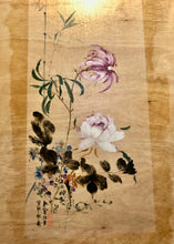 Load image into Gallery viewer, Peonies in Spring, Original Chinese Painting on Gold Flake Xuan Rice Paper, Painted in Brighton