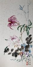 Load image into Gallery viewer, Peonies in Spring, Original Chinese Painting on Gold Flake Xuan Rice Paper, Painted in Brighton