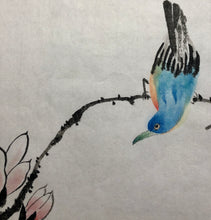 Load image into Gallery viewer, Magnolia and Blue Bird, 玉蘭和藍鳥,Chinese Brush Stroke Painting, Original