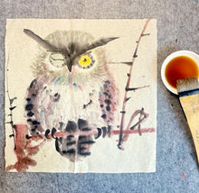 Load image into Gallery viewer, Great Auspiciousness – An ink painting featuring owls. 大吉祥 —- 貓頭鷹水墨畫