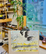 Load image into Gallery viewer, Chinese ink Wash Painting Workshop --White Egret/Heron in Reeds by the Cuckmere Bankside