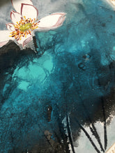 Load image into Gallery viewer, Dragonfly and His Zen World 荷塘清趣,Chinese Pomo Pocai Painting on Xuan Rice Paper 潑彩荷花, Original