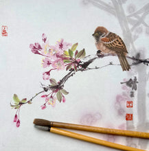 Load image into Gallery viewer, Whispers of Spring - 海棠依舊, Ink and Colours on Paper, Original Chinese Brush Painting