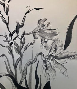 Iris Flower 鳶尾花 in ink，Chinese ink painting in Xuan paper, Original