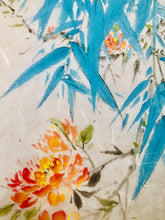 Load image into Gallery viewer, Blue Bamboo 1 with Summer Jazz Trumpet Flowers, 藍竹系列之一凌霄花, Chinese Painting, Original
