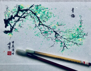 Qingmei Prunus Blossoms 青梅, Chinese Brush Painting, Original