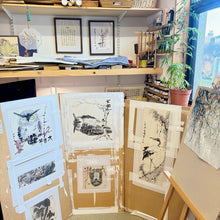 Load image into Gallery viewer, Great Auspiciousness – An ink painting featuring owls. 大吉祥 —- 貓頭鷹水墨畫
