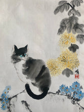 Load image into Gallery viewer, Neighbour&#39;s fluffy Cat, 水墨貓咪 Chinese Ink &amp; Pigments on Single unsized Xuan Paper, Original
