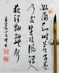 Chinese Brush Calligraphy, Original, Tu Fu Poem Welcome Rain on a Spring Night! 杜甫詩春夜喜雨
