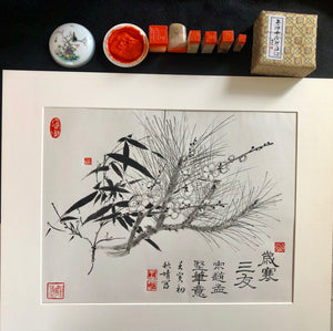 Three Winter Friends 歲寒三友, Original Chinese Traditional Ink Painting on Xuan Paper